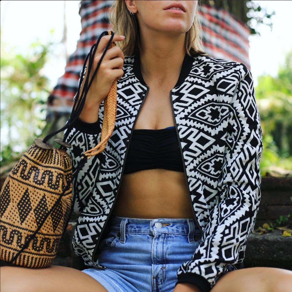 Reversible Black and White Bomber Jacket